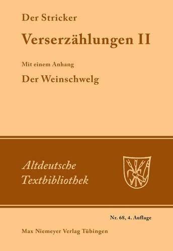 Der Stricker Verserzählungen II (Paperback) Altdeutsche Textbibliothek