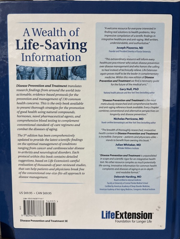 Life Extension Disease Prevention and Treatment: 130 E- 9780965877787, hardcover gallery