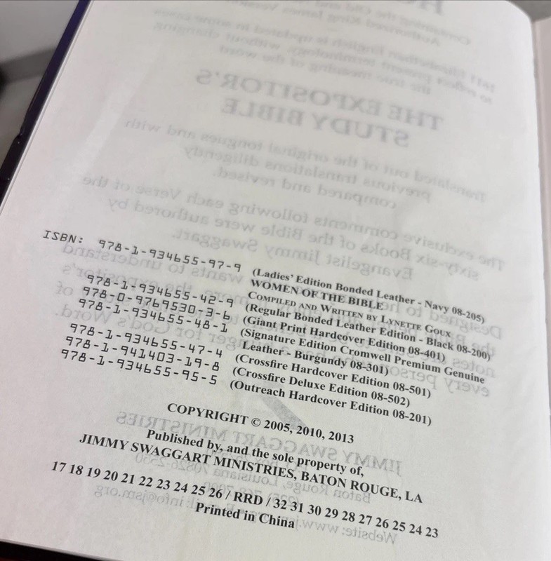 The Expositor's Study Bible Crossfire Ed Jimmy Swaggart HardCover Red Letter gallery