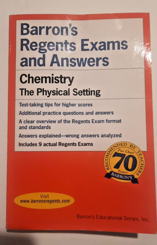 BARRON’S REGENTS EXAMS AND ANSWERS CHEMISTRY THE PHYSICAL SETTING