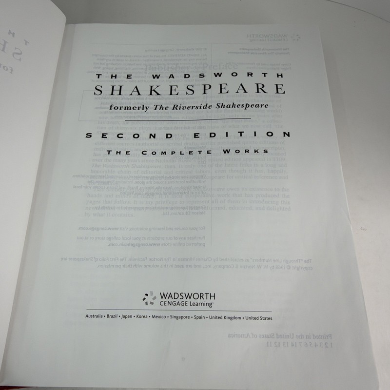 The Wadsworth Shakespeare 2nd Edition Hardcover gallery