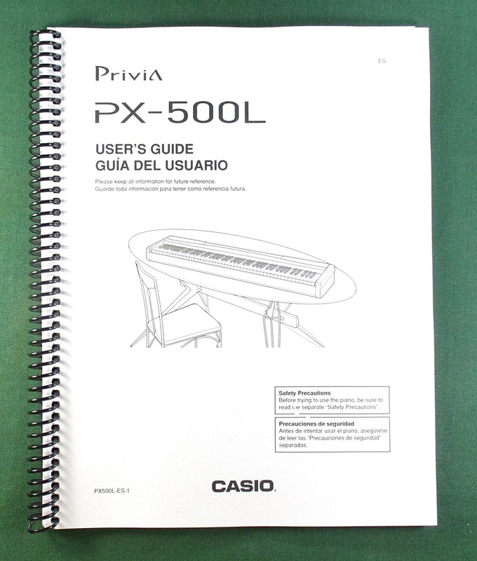 Casio PX-500L Instruction Manual: 36 Pages Coil Bound & Protective Covers!