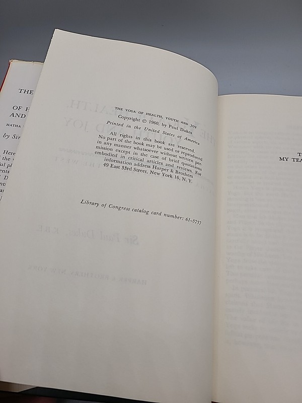 The Yoga Of Health Youth And Joy Sir Paul Dukes 1960 Hardback Hatha Yoga gallery