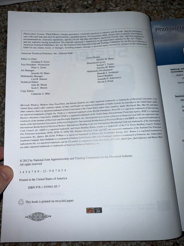 Photovoltaic Systems Third Edition Hardcover by James P. Dunlop ATP Technical LN gallery