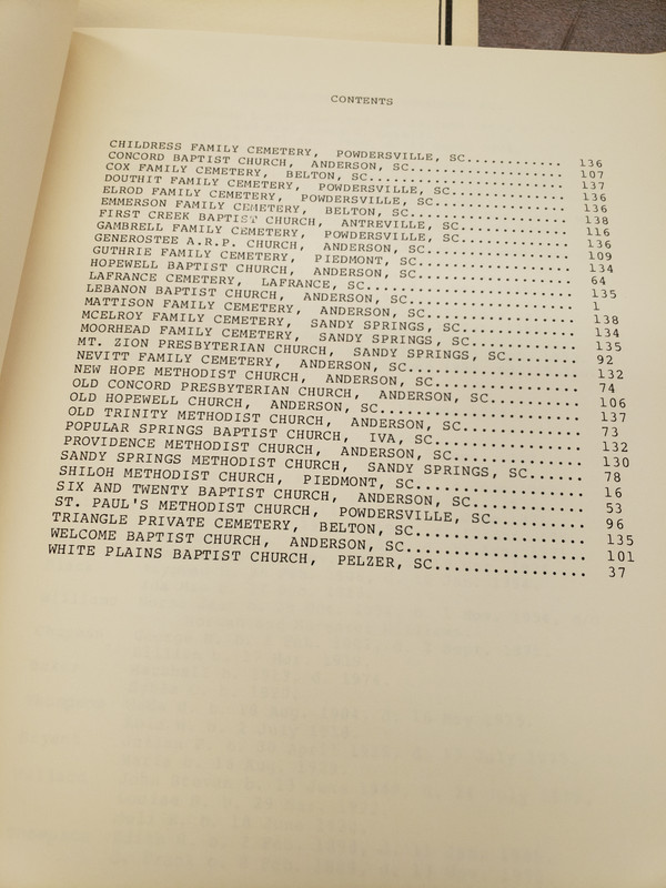 ANDERSON County, SC CEMETERIES Vol 4, by Bratcher 1990 Used Book 179 pgs gallery