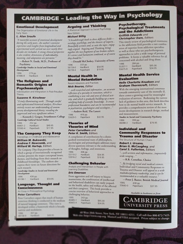 Current Directions in Psychological Science (Volume 5, Num. 1,2,3,4,5 & 6) 1996 gallery