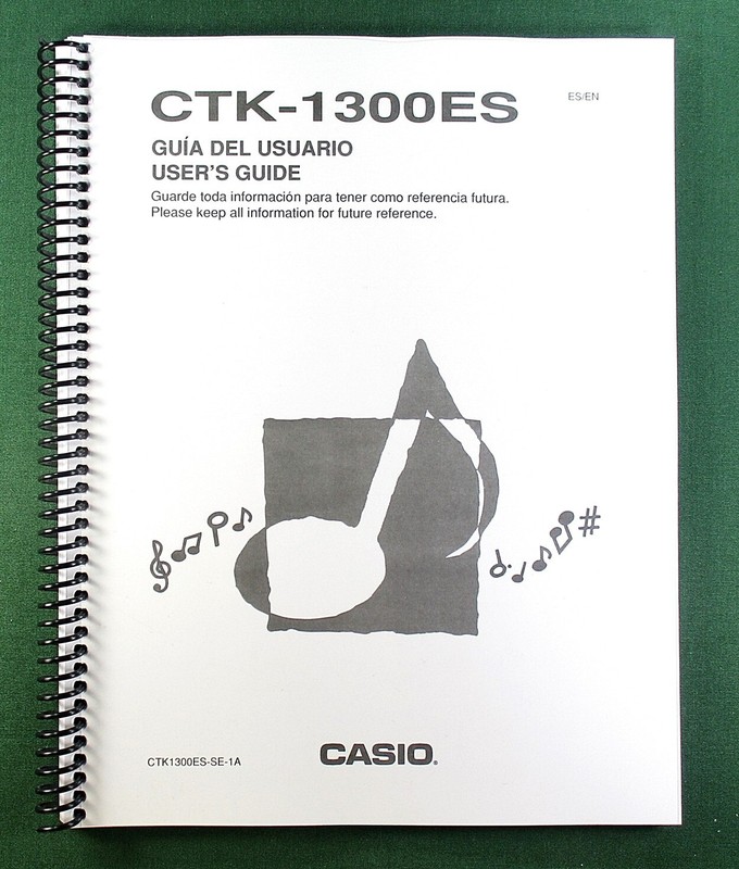 Casio CTK-1300ES Instruction Manual: 36 Pages Coil Bound & Protective Covers!