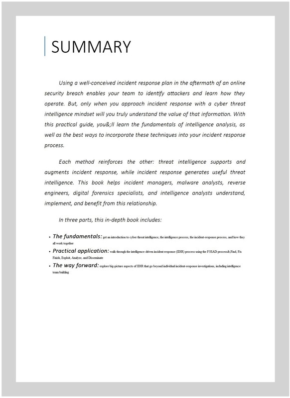 Intelligence-Driven Incident Response : Outwitting the Adversary, Paperback b... gallery