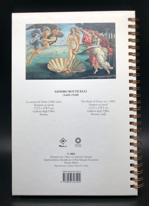 Sandro Botticelli : The Birth of Venus Journal 9" X 6.5" Brand New Italy gallery