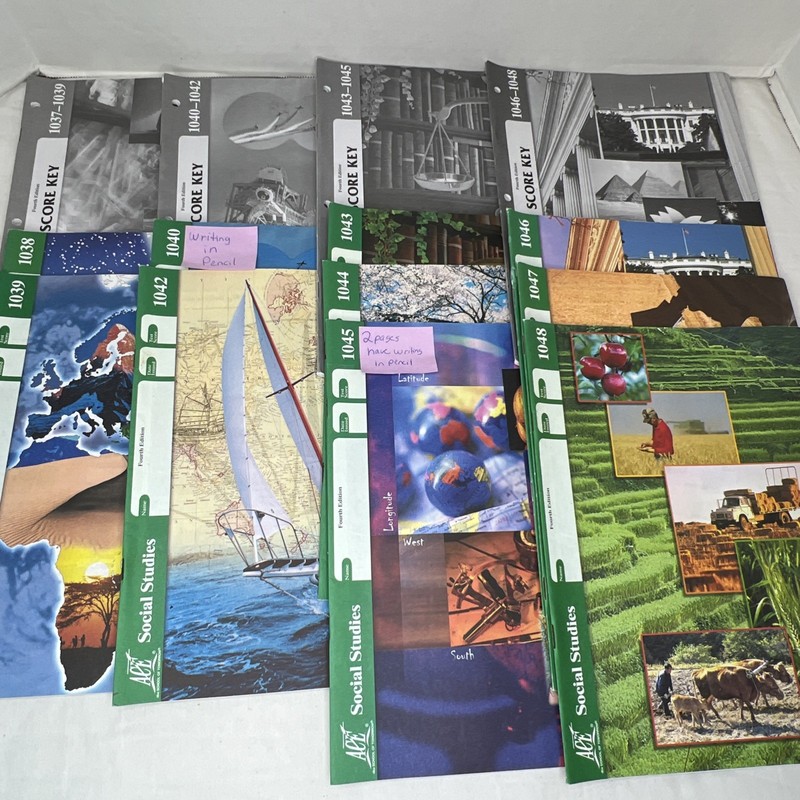 ACE School Of Tomorrow SOCIAL STUDIES 10 Paces & 4 Score Keys 4th Grade READ