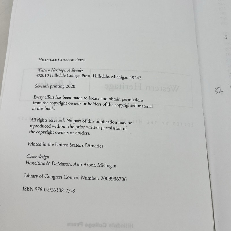 Western Heritage : A Reader Paperback, Hillsdale College Press gallery