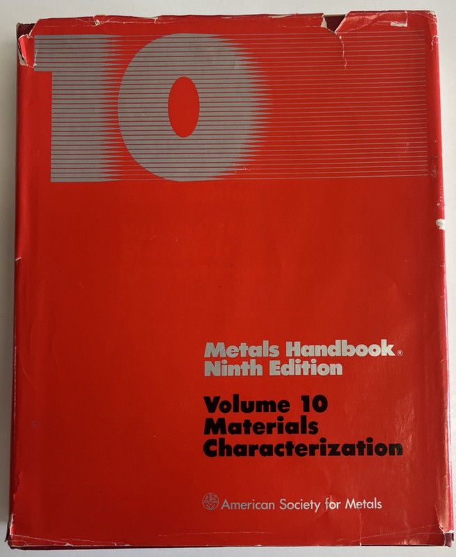 Metals Handbook Vol. 10 Materials Characterization Metallurgy ASM 9th Ed HC DJ