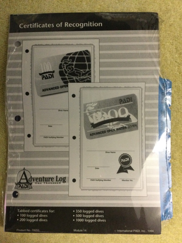 PADI ADVENTURE LOGBOOK BINDER PAGES AS PICTURED v6 -- gallery