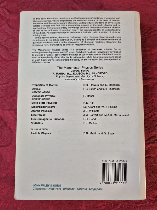 Statistical Physics - 2nd Ed - F. Mandl - Wiley Trade paperback gallery