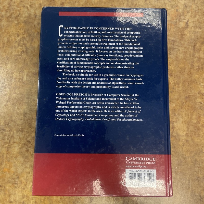 Foundations of Cryptography: Volume 1, Basic Tools by Goldreich gallery